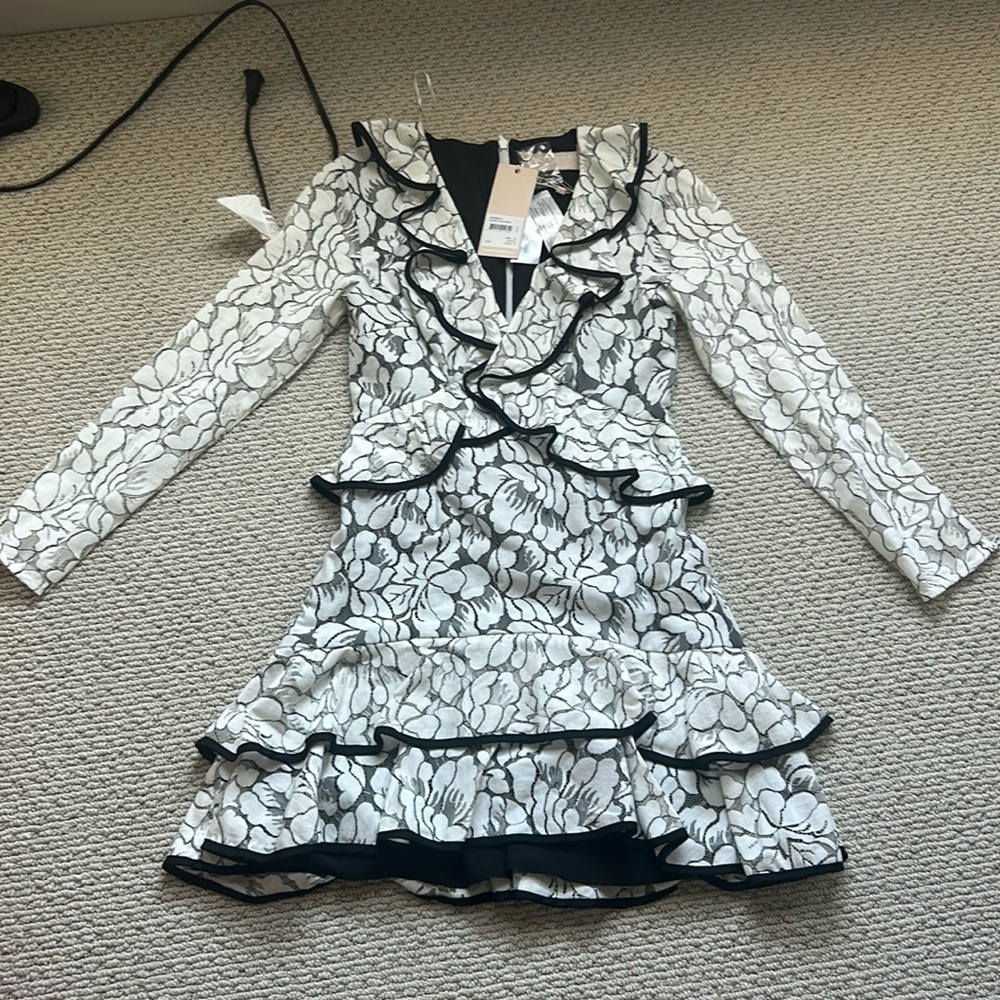 NWT black and white lace dress size xs